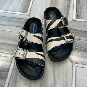 Isabel Marant Lennyo zebra striped leather slides